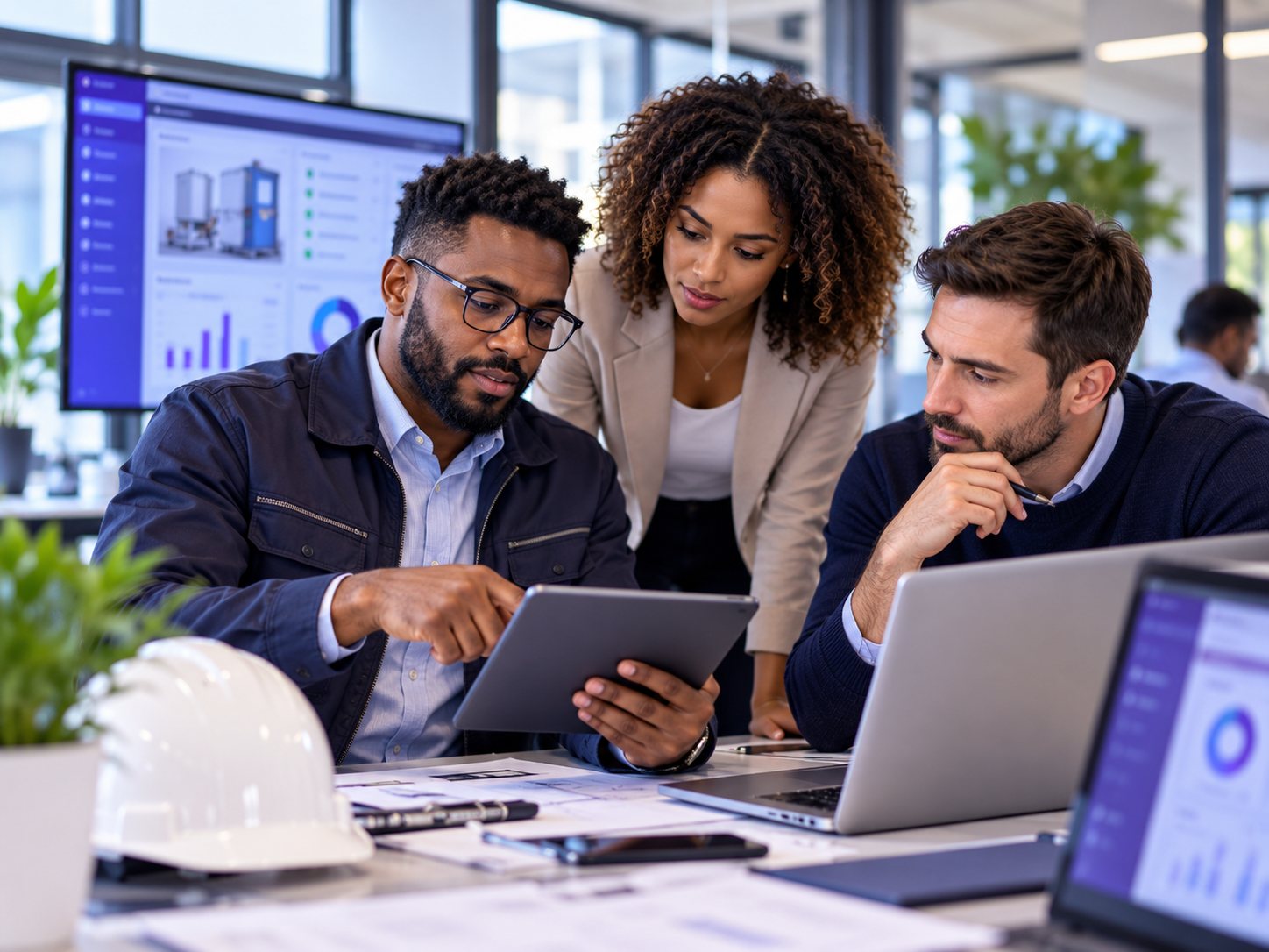 Professionnels collaborant sur une solution informatique